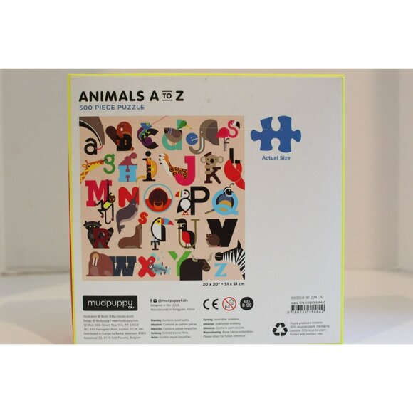 Mudpuppy 500 Piece Animals A to Z Family Jigsaw Puzzle Pictures of Animals from - Picture 2 of 2